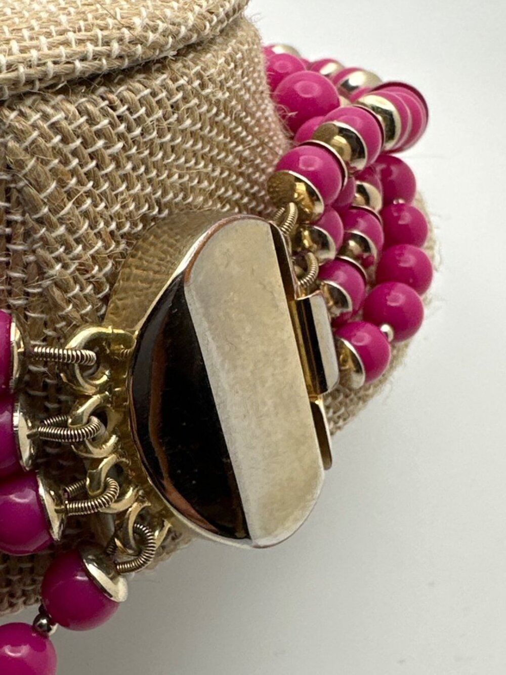 Talbots Vibrant Pink Necklace Multistrand Beads Barbiecore Timeless Granny Chic - Picture 5 of 8